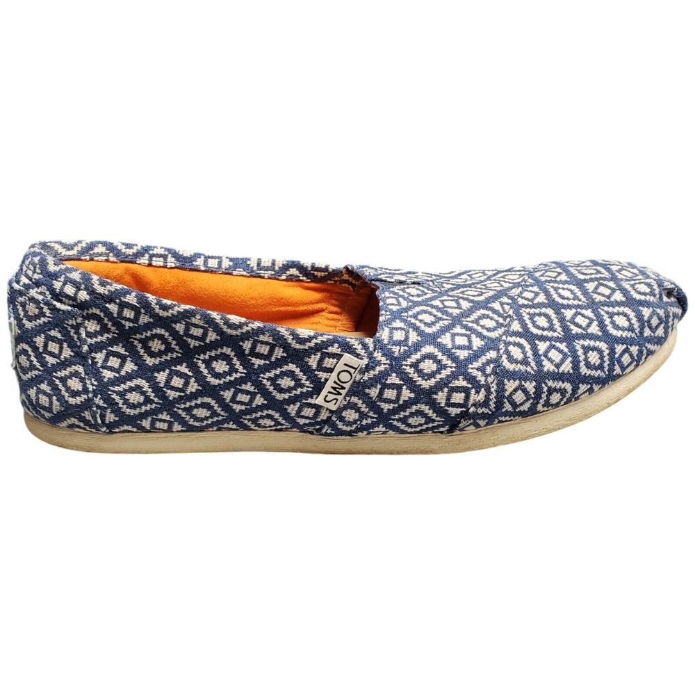 Toms Slip On Flats Womens Size 6.5 Blue Batik Print Woven Comfort 10008986